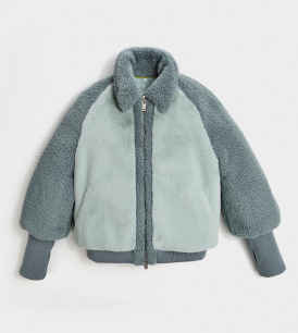 Augusta faux fur & faux shearling baseball jacket deals